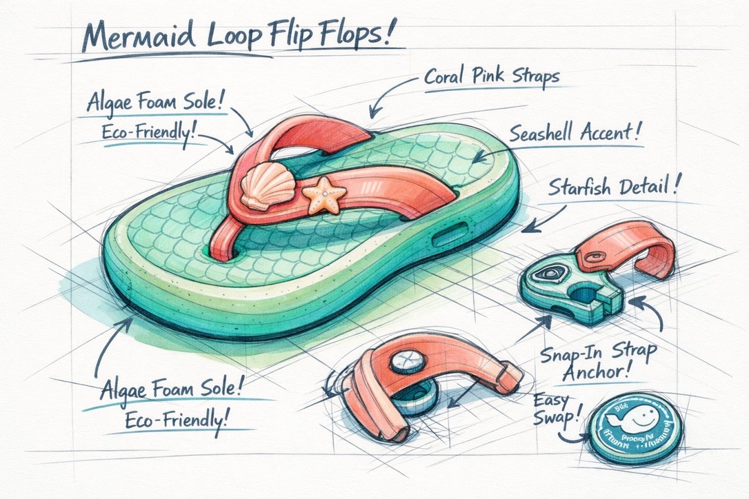 Concept sketch — modular flip flops